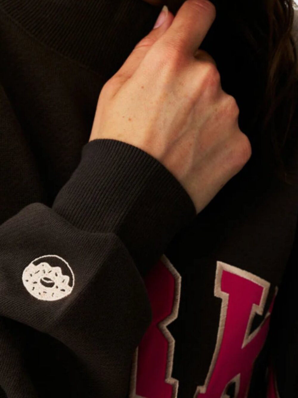 Parke x Dunkin Donuts Varsity Mockneck Sweatshirt in Espresso S/M - Picture 4 of 7